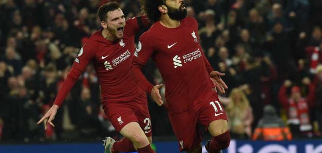 ليلة صاخبة في آنفيلد.. صلاح وجاكبو يقودان ليفربول للفوز على إيفرتون مع عودة جوتا وفيرمينو