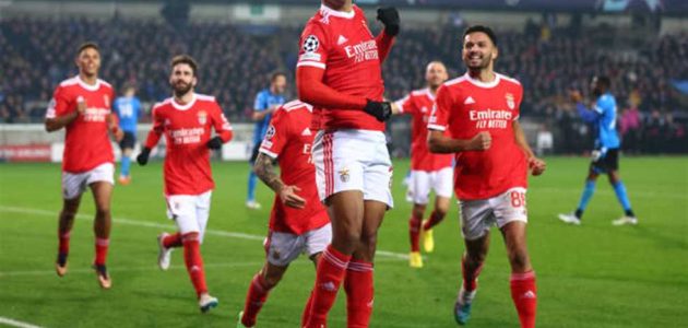 ثنائية خارج الأرض.. بنفيكا يهزم بروج و يضع قدما في ربع نهائي دوري أبطال أوروبا